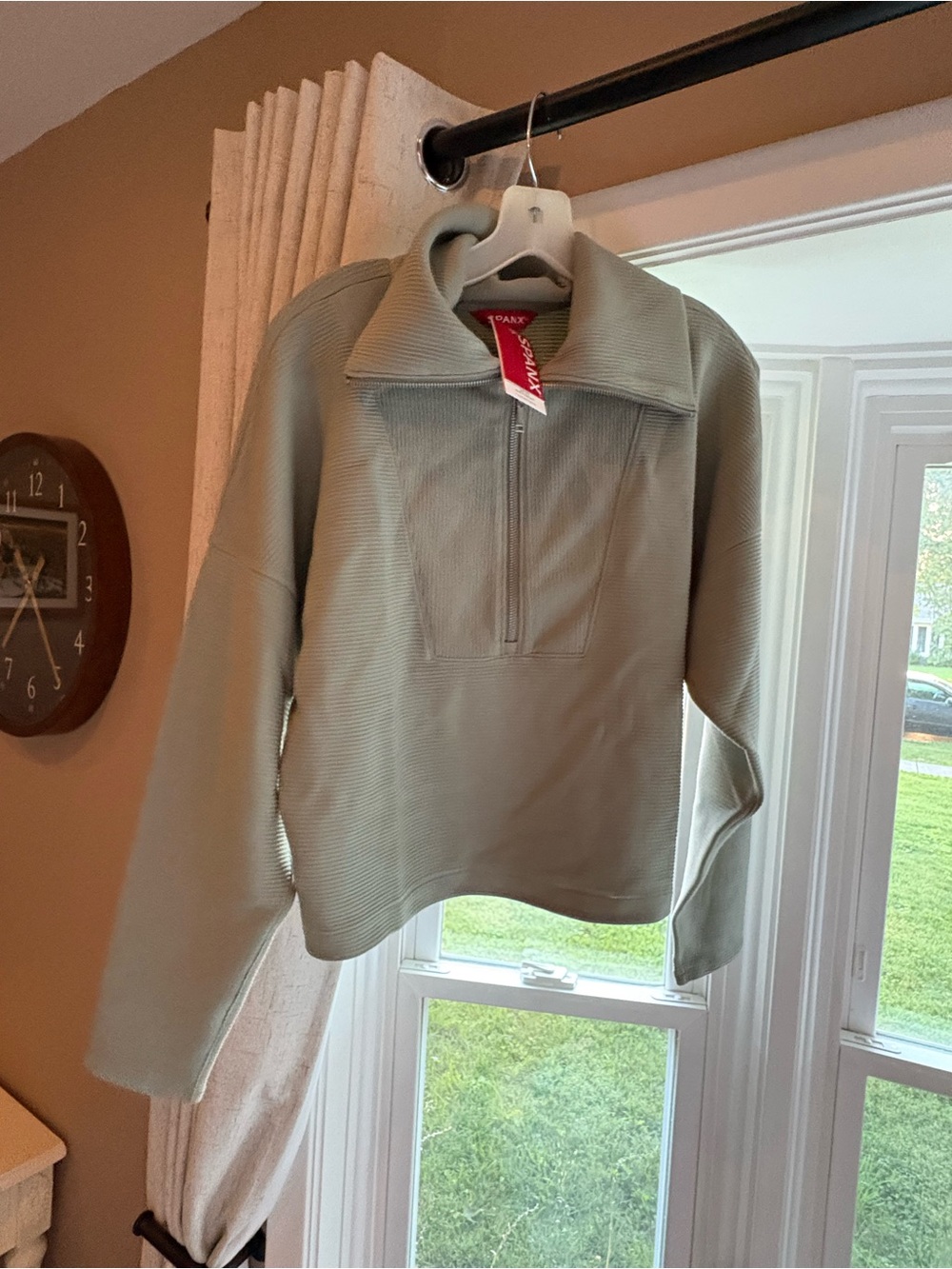 SPANX Sage French Rib Zip-Up Pullover